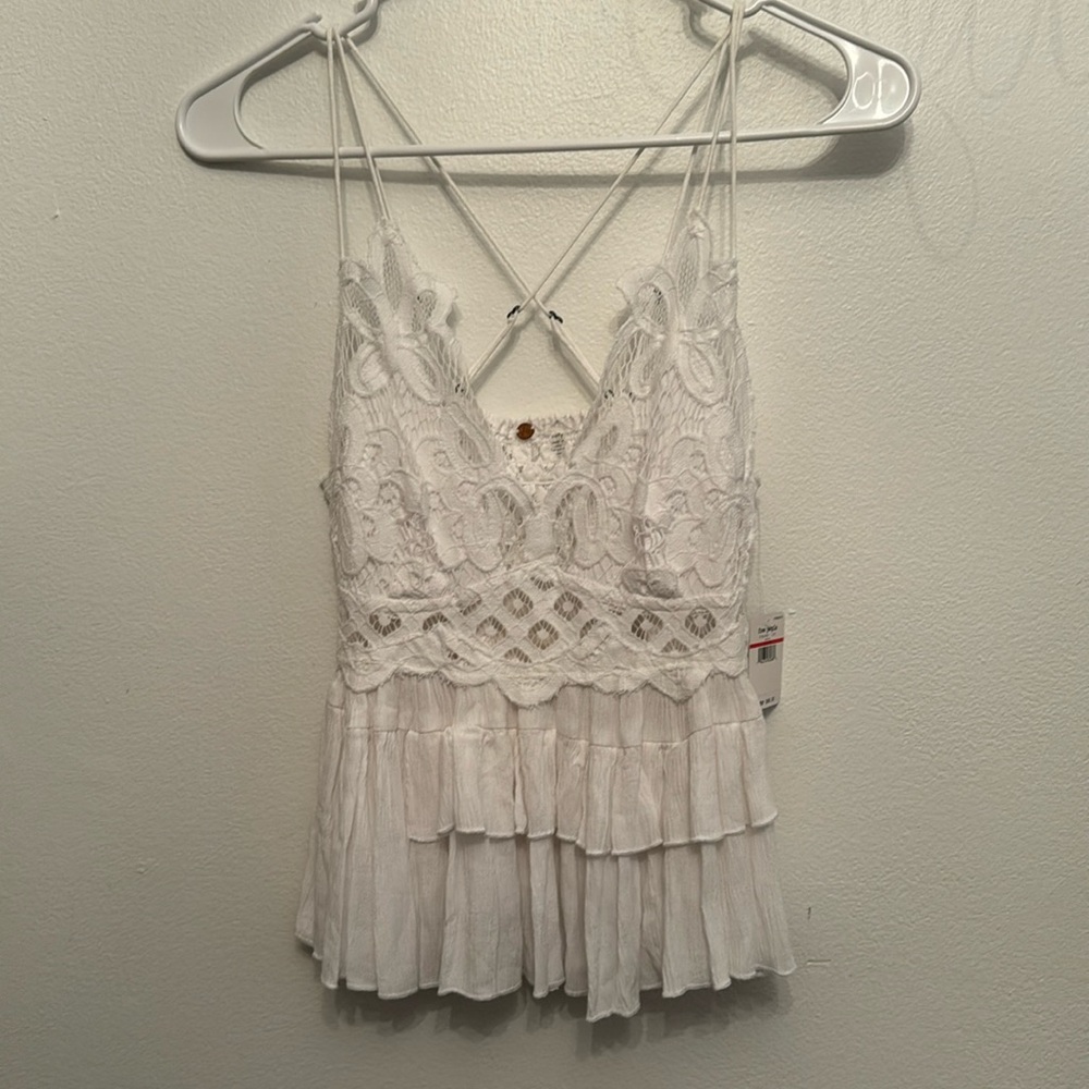 NWT Free People White Adella Tank top Size XS